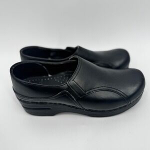 Dansko 37 Black Leather Clogs Nurse Occupation Comfort Shoes US 6.5-7